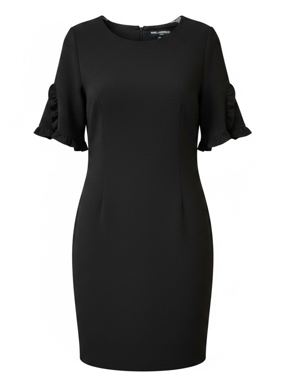 Women's Black Ruffle Sleeve Sheath Dress